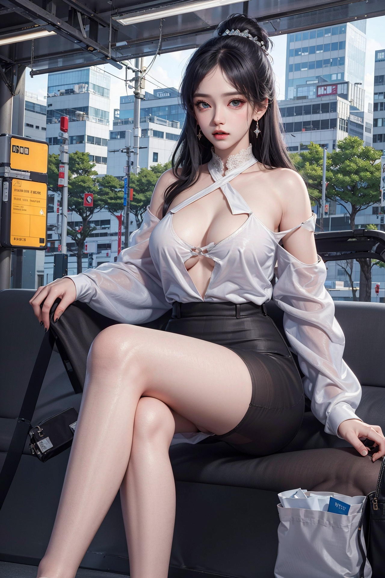 中国貴族風ヘアスタイルの美白巨乳美女