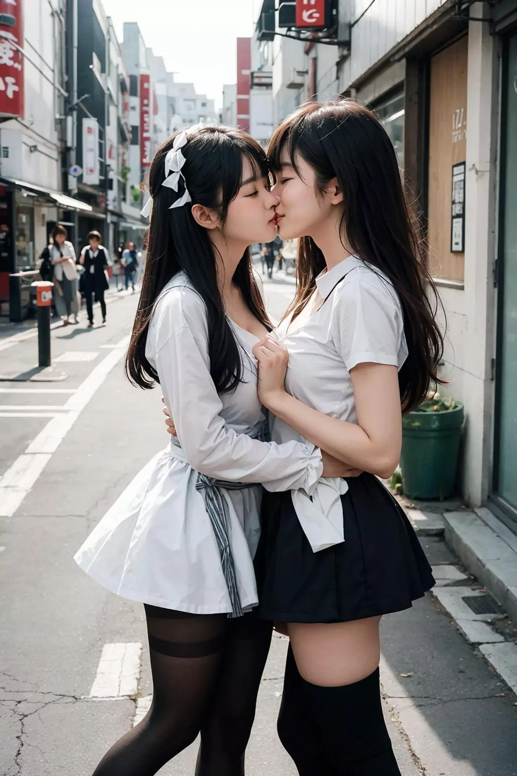 路上でレズキス