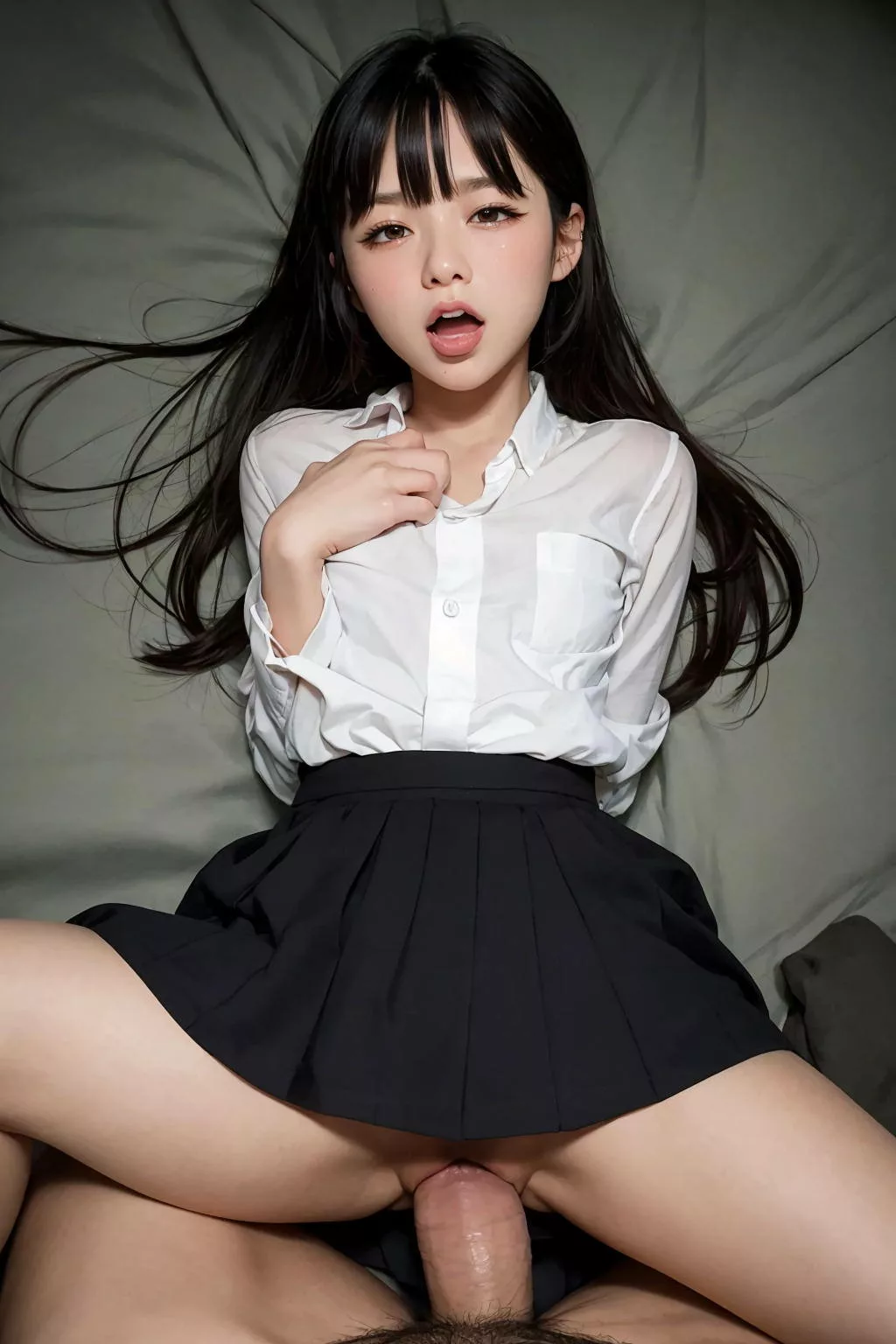 黒髪清楚制服JKと正常位♡