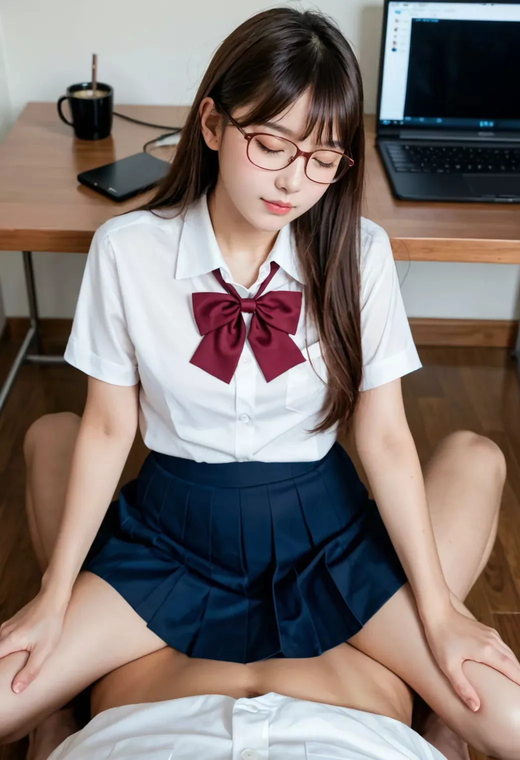 オナってる兄を目撃したメガネ妹ちゃんが直立棒を下の口でパックン♡