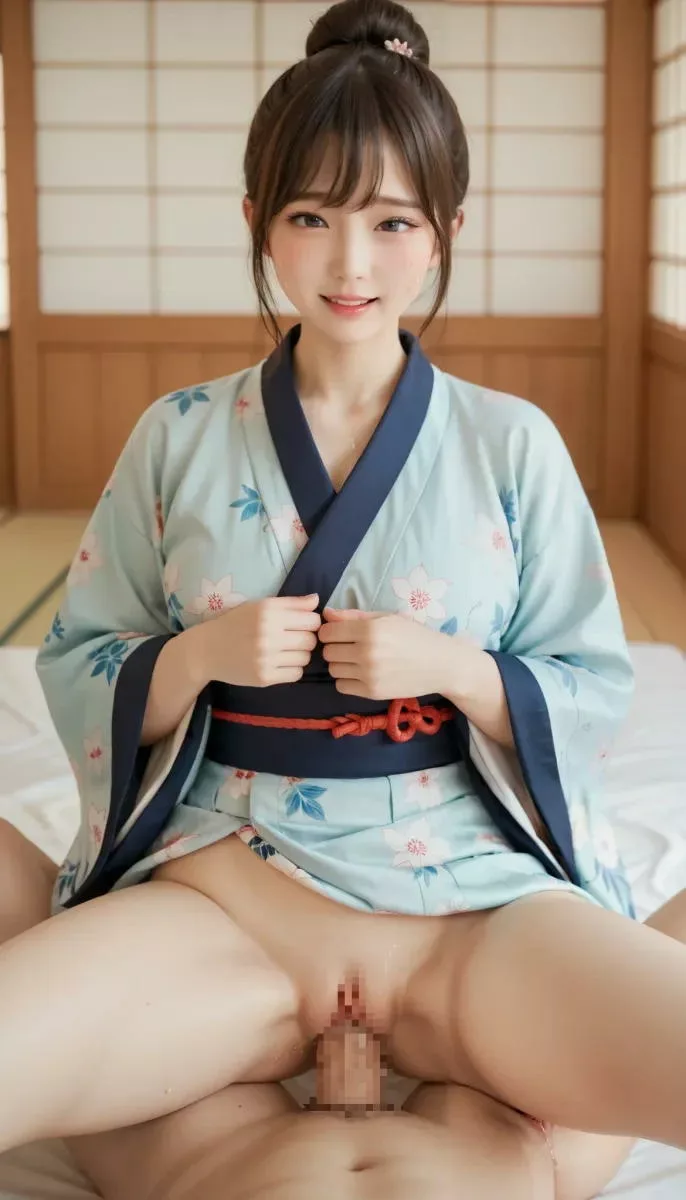 引っ込み思案な着物娘を跨らせてチ◯ポ気持ちよくしてもらう♡