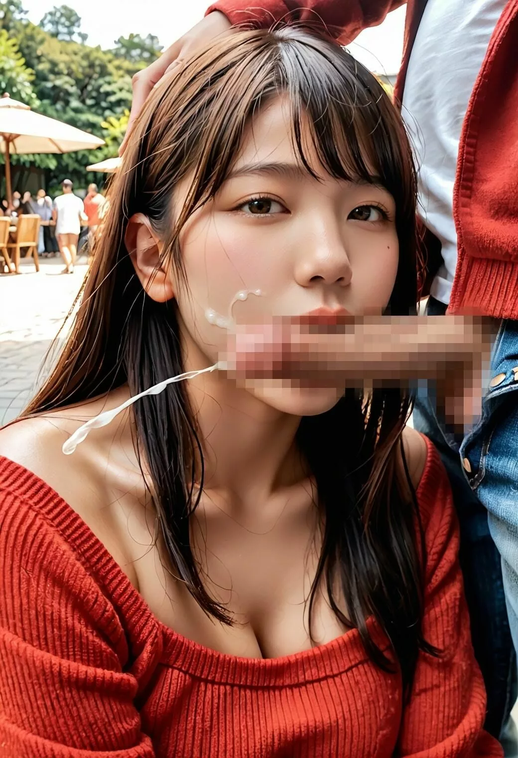 人前でも平気でチ◯ポ出す変態男と人前でも構わずフェラする変態女