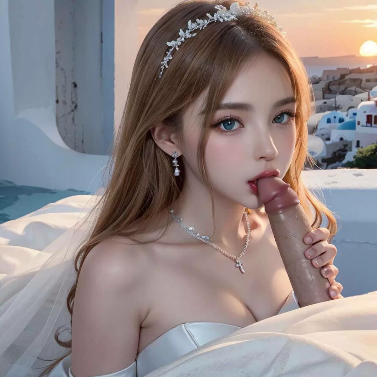 ウェディングフェラ セミリアルAI画像