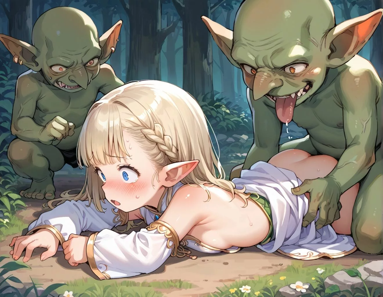 森で迷子になってしまったチビエルフちゃんがゴブリンに凌辱される！