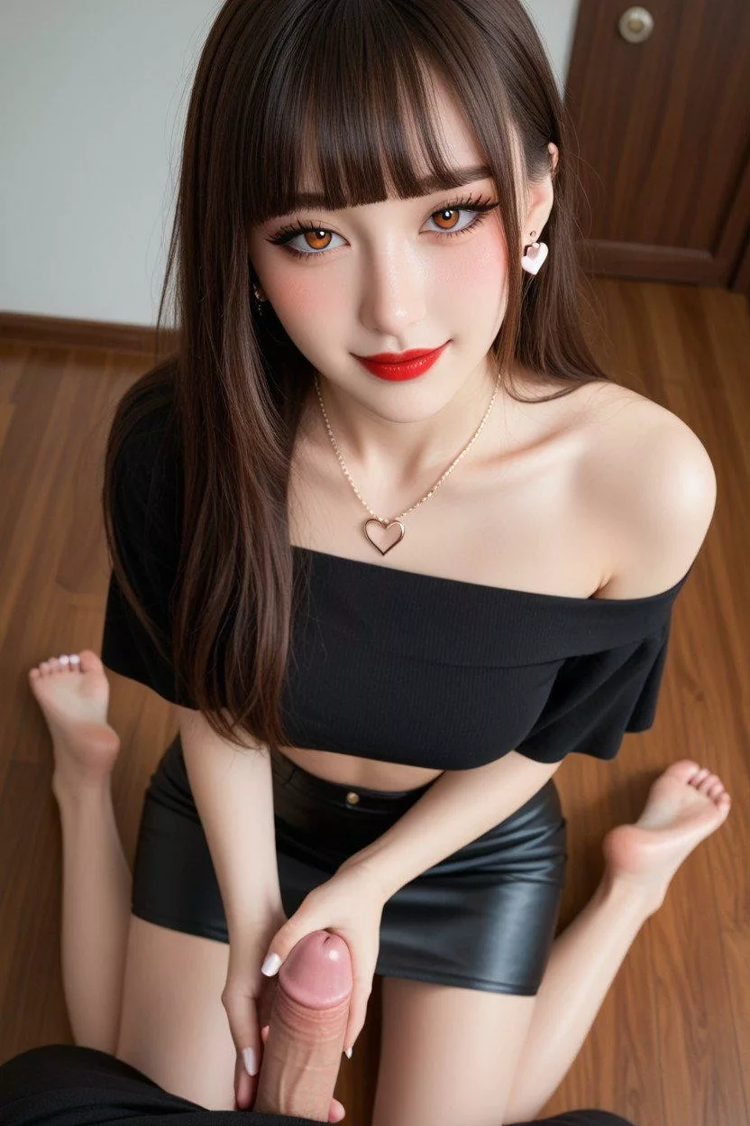 赤い口紅気になる細足娘にち◯ちん優しく弄られる♡