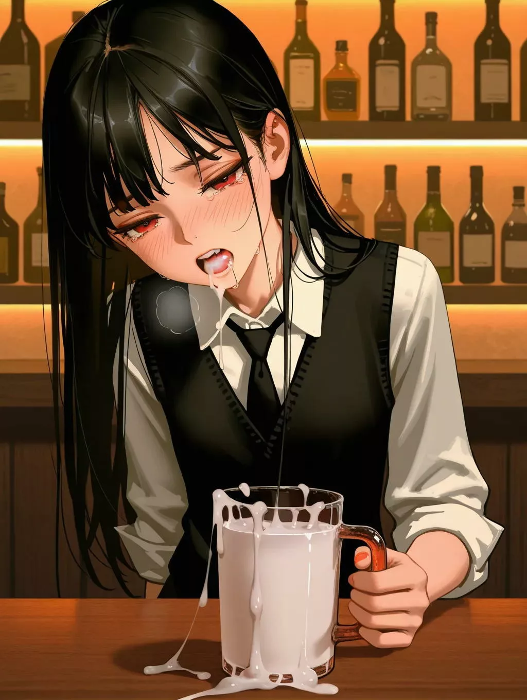 白くて喉に絡む液体をイッキできないバーテンダーさん