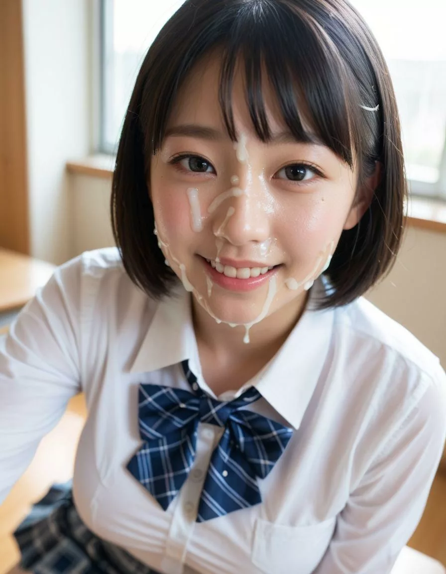 笑顔のキュートな同級生ちゃんに白くべたつくなにかをぶっかけ♡