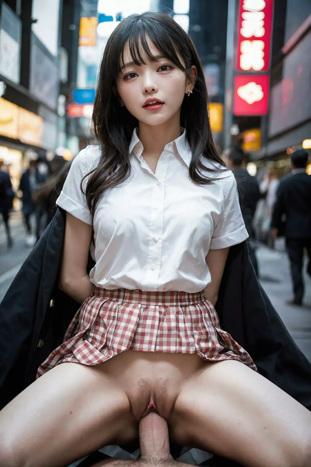 ポリスが捕まえに来るまでノーパン娘との公開ナマ♡