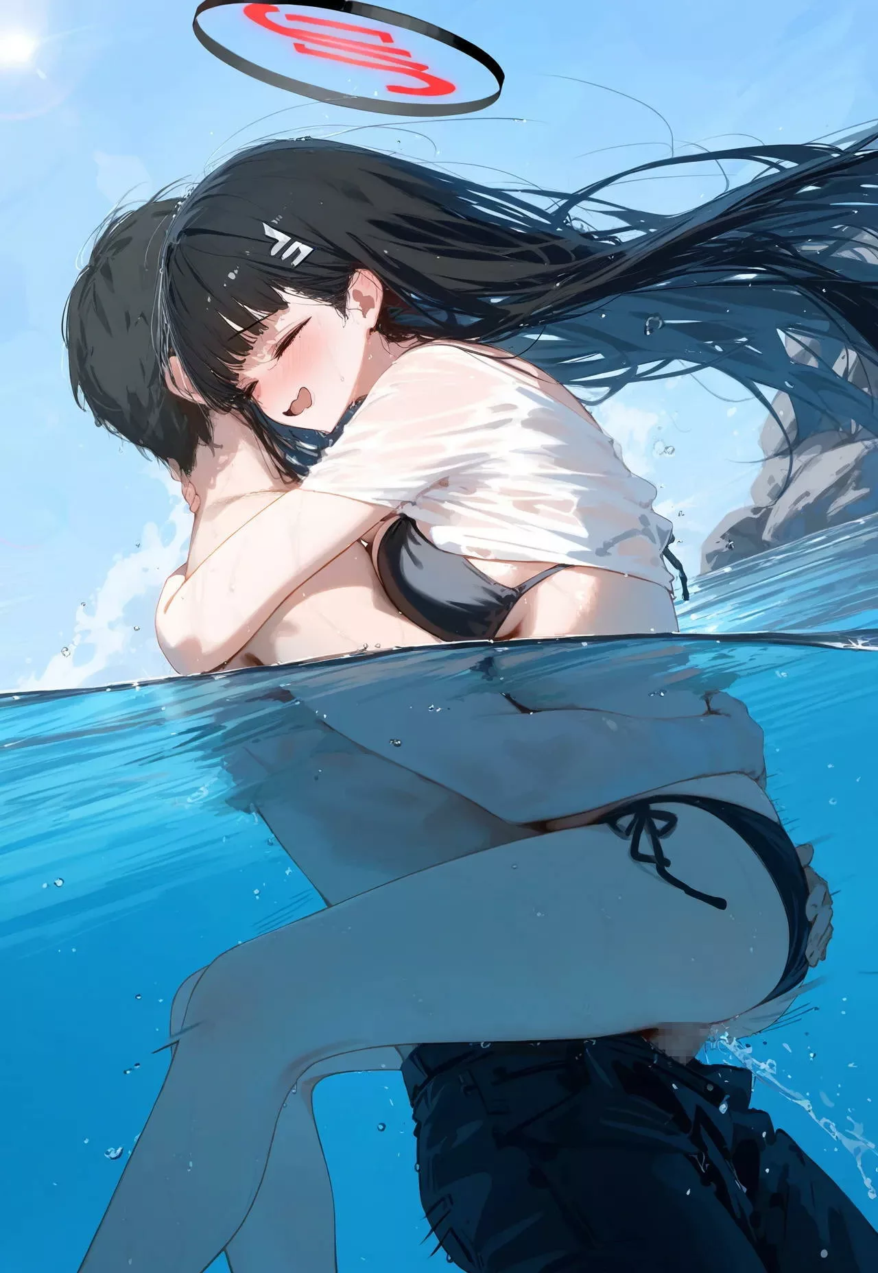 甘えん坊な調月リオがしがみ付いてきて海中で性器が交わり合う！